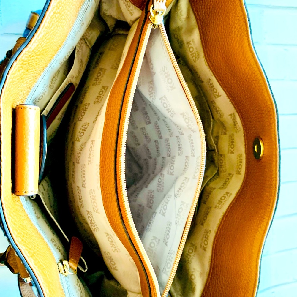 Michael Kors Blue Denim and Brown Leather Tote - Picture 14 of 15